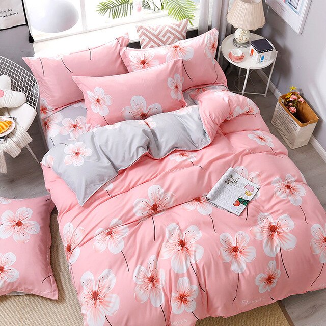 Fashion Bedding Set luxury Pink love Family Set Sheet Duvet Cover Pillowcase  Full King Single Queen,bed set 2019 - FushionGroupCorp